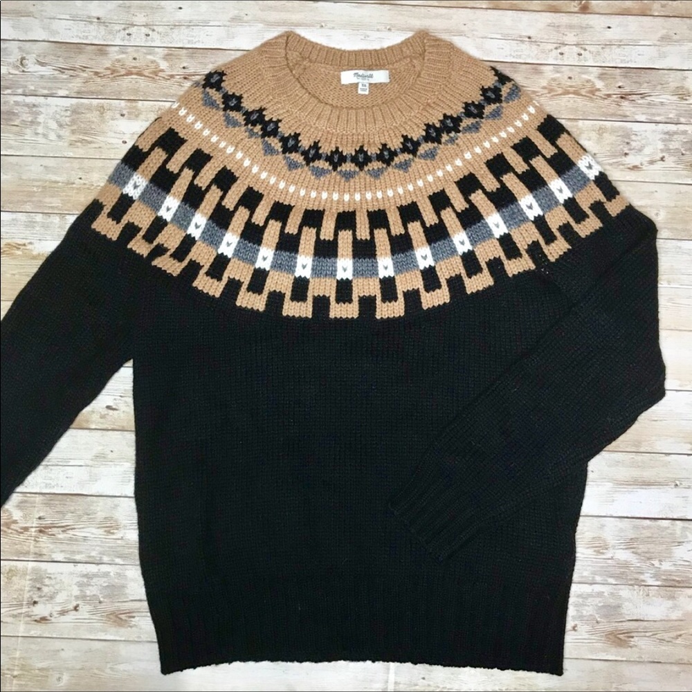 Madewell pullover sweater,black/brown. Size Small